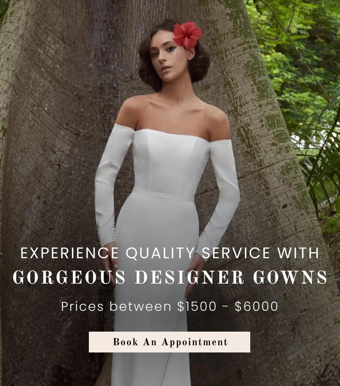 Experience quality service with gorgeous designer gowns banner mobile