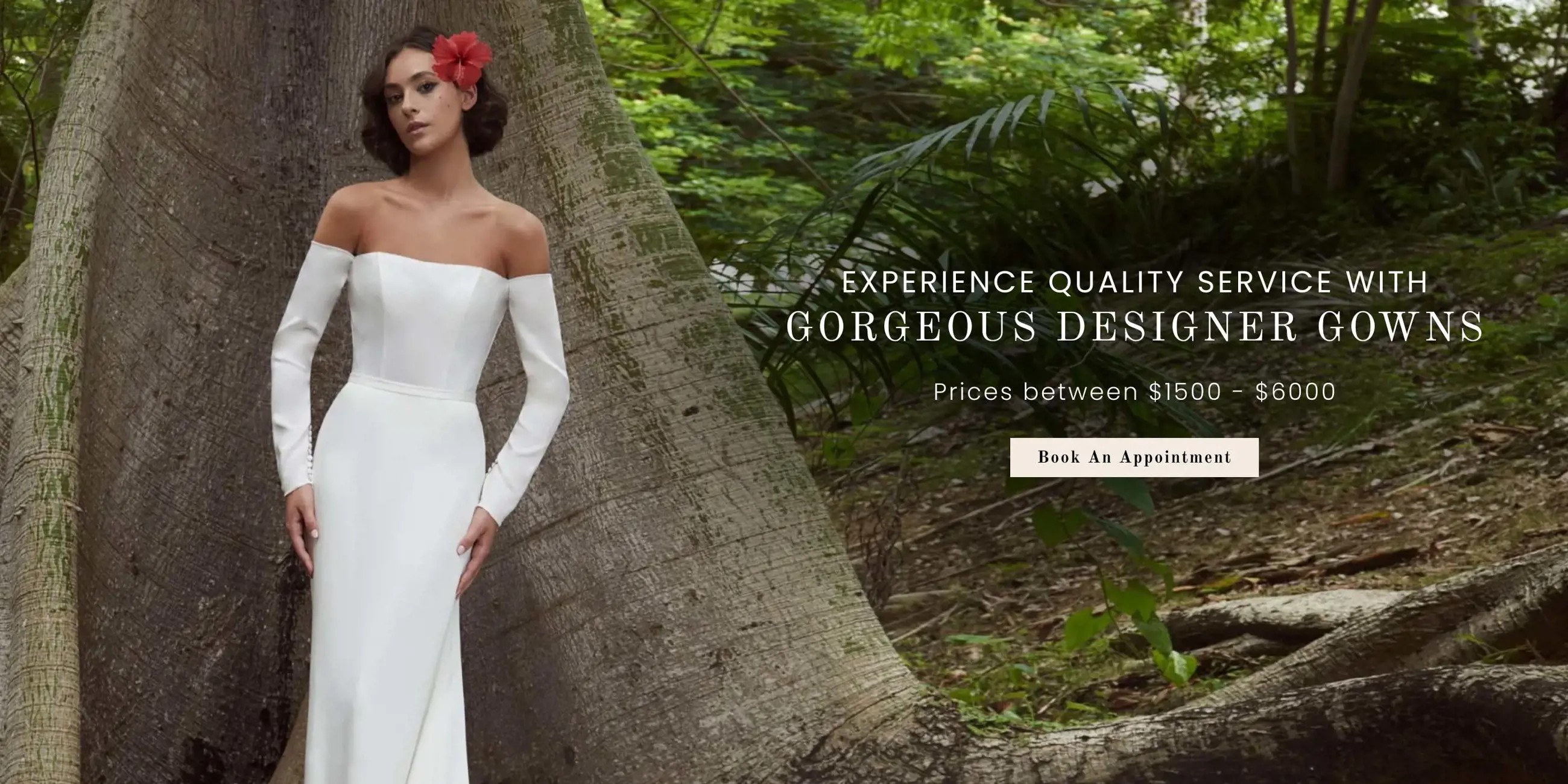 Experience quality service with gorgeous designer gowns banner