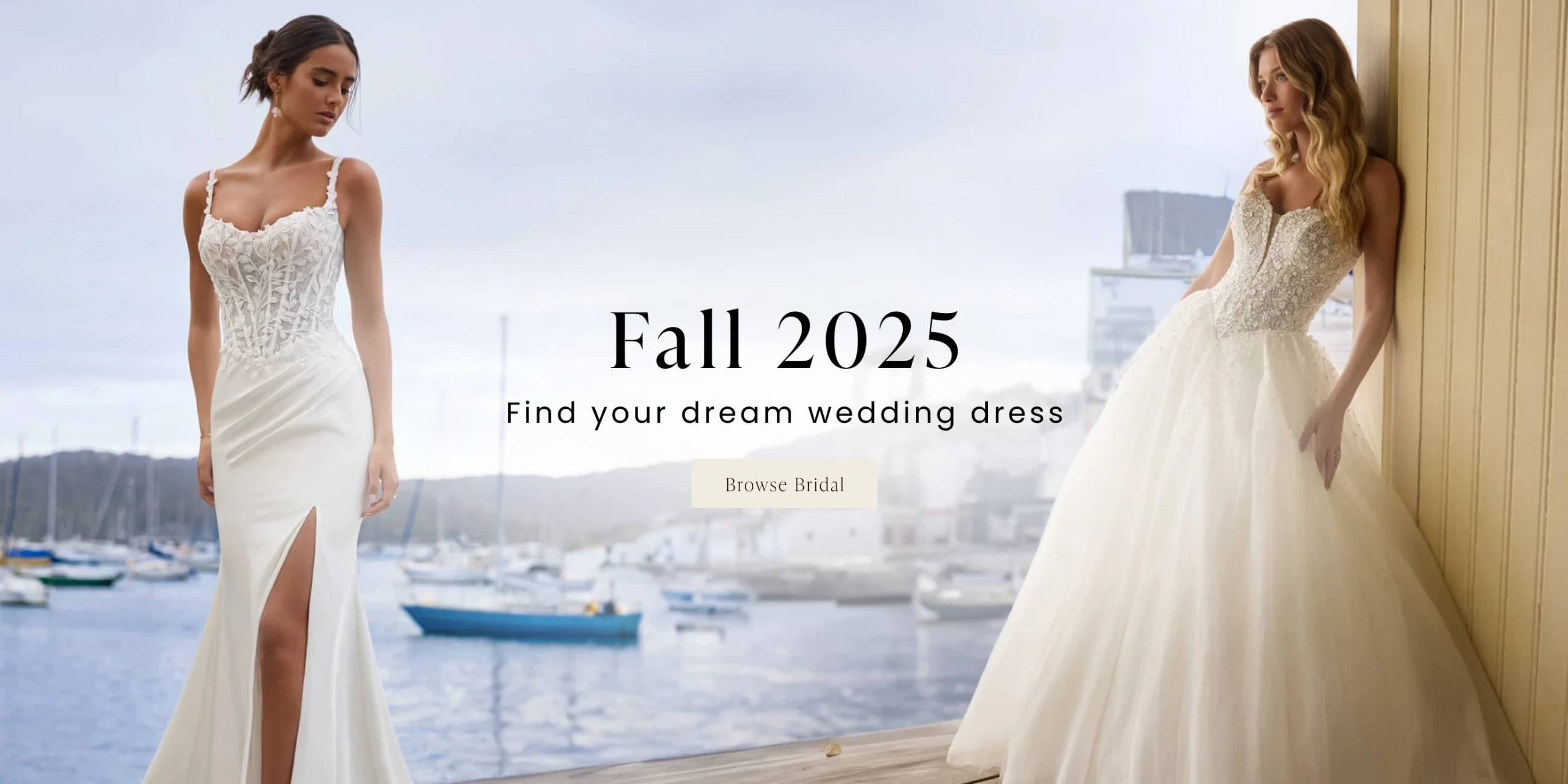 Models wearing Sophia Tolli Bridal gowns, desktop banner