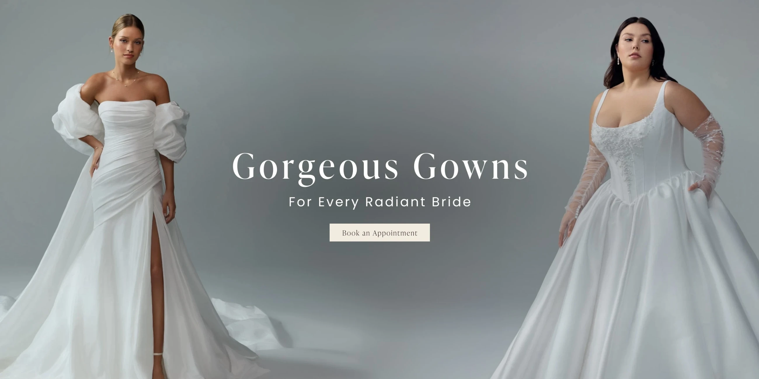 Models wearing Sophia Tolli Bridal gowns, desktop banner