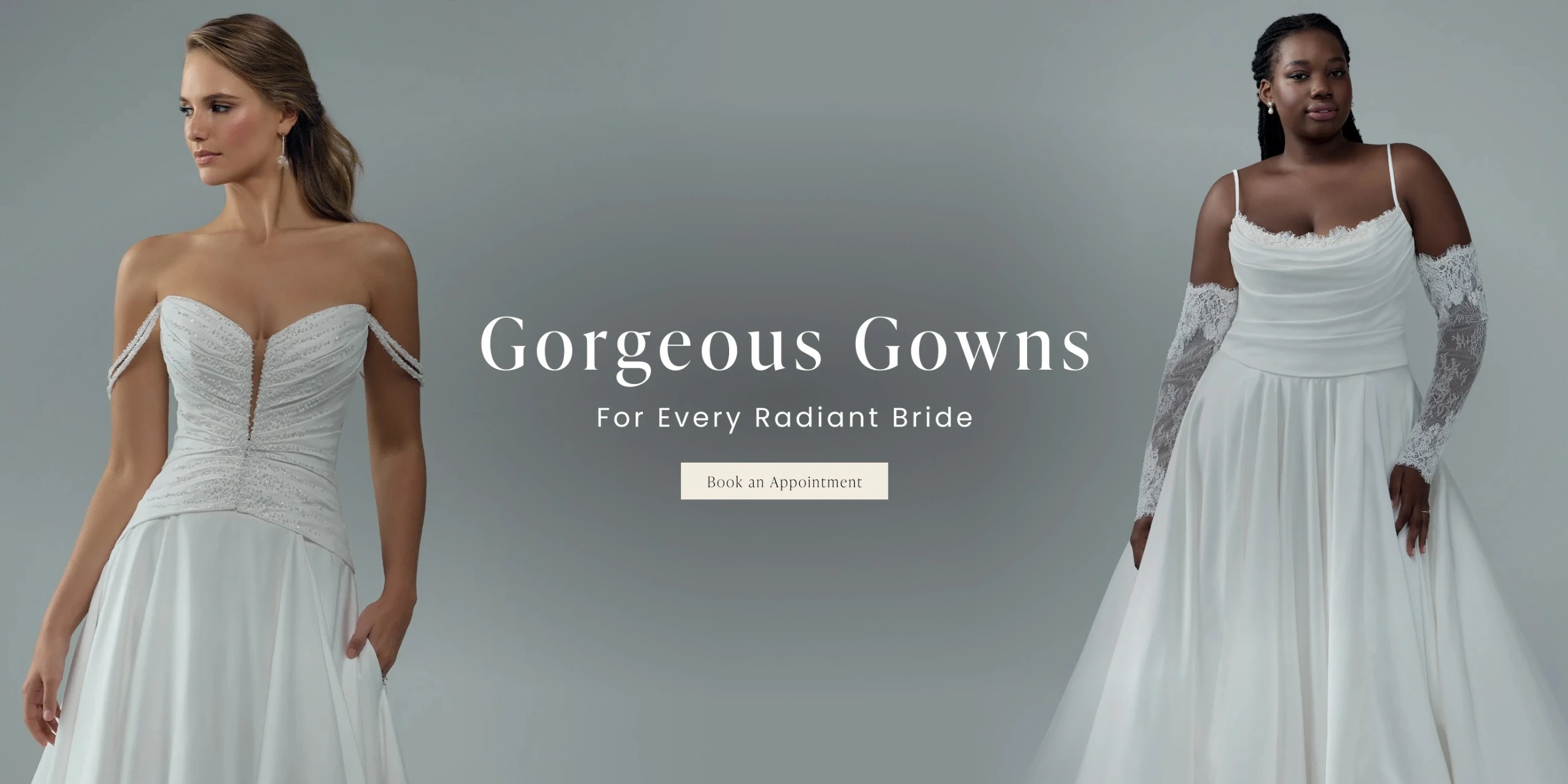 Models wearing Sophia Tolli bridal gowns, desktop banner